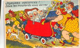 72-MALICORNE-CARTE A SYSTEME-JOYEUSES VACANCES !.. SOUS LES MOUTARDS VOUS VERREZ MALICORNE - Malícorne Sur Sarthe