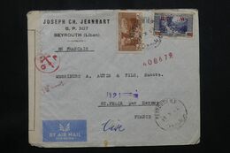 LIBAN - Enveloppe Commerciale De Beyrouth Pour La France En 1944 Avec Contrôle Postal - L 65265 - Storia Postale