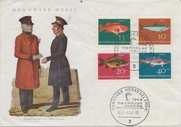 ALLEMAGNE - LETTRE AFFRANCHIE N° 284 A 287 -SERIE POISSONS -ANNEE 1964 - Lettres & Documents