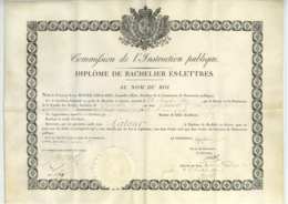 Diplome De Bachelier Es Lettres 1817 Georges CUVIER Royer-Collard Petitot Briancon Latour Grenoble - Diplômes & Bulletins Scolaires