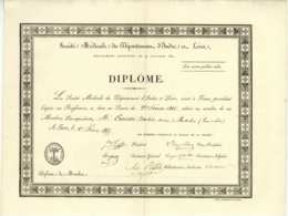 Societe Medicale Du Departement D'Indre Et Loire Diplome De Membre Associe Barbier Richelieu 1855 Medecin - Diploma & School Reports