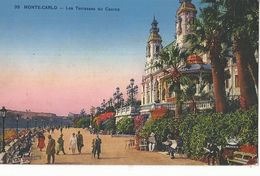 CPA ,Monaco ,N° 35, Les Terrasses Du Casino , Ed. Munier 1939 , Avec Timbre Flamme, Y.T 172 - Terraces