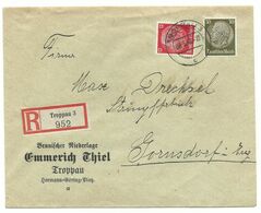 Troppau Opava Firmen-R-Brief 1940 Troppau 3 Nach Gornsdorf - Région Des Sudètes