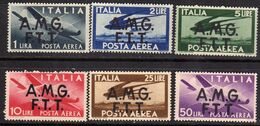 TRIESTE A 1947 AMG-FTT OVERPRINTED AIR MAIL POSTA AEREA DEMOCRATICA SERIE COMPLETA MNH - Airmail