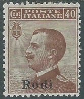 1912 EGEO RODI EFFIGIE 40 CENT MH * - RB30-7 - Ägäis (Rodi)