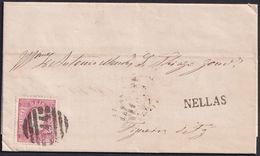 1874. NELLAS A FIGUEIRA. 25 REIS ROJO MAT. NUMERAL 144 MARCA LINEAL TIPO PREF. NELLAS EN NEGRO. PRECIOSA. COMPLETA. - ...-1853 Prephilately