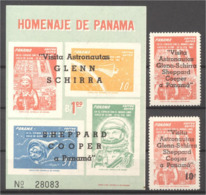 Panama 1963, Space, Visit Astronauts Glenn Schirra, 2val+BF OVERPRINT - América Del Norte