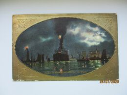 SCENE ON NEW YORK HARBOR BY NIGHT , OLD POSTCARD , 0 - Transportes