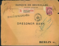 1899, 1 Franc King Leopold, Single Franking On Registered Letter From BRUXELLES To Berlin. - Unclassified