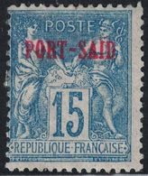 PORT-SAID - EGYPTE - N°9 - SAGE - 15c AVEC SURCHARGE - NEUF AVEC TRACE DE CHARNIERE. - Unused Stamps