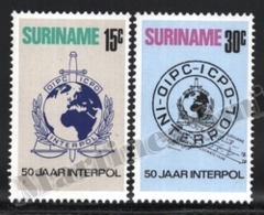 Surinam - Suriname 1973 Yvert 581-82, Organizations. Police. 50th Anniv Interpol. Emblem - MNH - Surinam