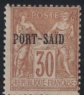 PORT-SAID - EGYPTE - N°12 - SAGE - 30c AVEC SURCHARGE - NEUF AVEC TRACE DE CHARNIERE. - Unused Stamps