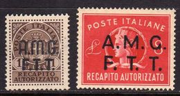 ITALY ITALIA TRIESTE A 1947 AMG-FTT OVERPRINTED RECAPITO AUTORIZZATO SERIE COMPLETA COMPLETE SET MNH BEN CENTRATA - Fiscale Zegels
