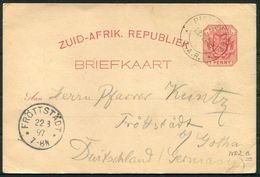 1897 South Africa Z.A.R. Stationery Postcard - Frottstadt Germany - Nieuwe Republiek (1886-1887)