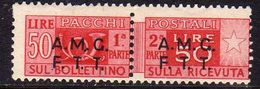 TRIESTE A 1947 -1948 AMG-FTT OVERPRINTED PACCHI POSTALI PARCEL POST LIRE 50 MNH VARIETY VARIETÀ - Paquetes Postales/consigna