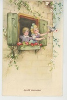 ENFANTS - Jolie Carte Fantaisie Enfants Et Oiseau "Gentil Messager " Signée HANNES PETERSEN - Petersen, Hannes