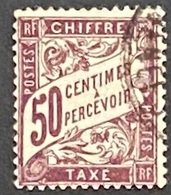 FRAYX037U1 - Timbres Taxe Type Duval 50 C Used Stamp 1895 - France YT YX 037 - Sellos