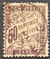 FRAYX037Ua - Timbres Taxe Type Duval Papier G.C. 50 C Used Stamp 1916-1920 - France YT YX 037a - Timbres