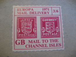 CHANNEL ISLES 1971 Europa Mail Delivery Jersey Guernsey 3/6 LOCAL Stamp On Stamp Europeism UK GB - Local Issues