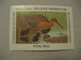 KING RAIL National Wildlife Federation Poster Stamp Vignette USA Label Stork Long-legged Wading Bird Birds - Cigognes & échassiers