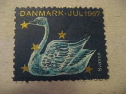 JUL 1967 Svanen Swan Swans Poster Stamp Vignette DENMARK Label Bird Birds - Cygnes
