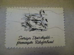 SVERIGES DJURSKYDDS Swan Swans Poster Stamp Vignette SWEDEN Label Bird Birds - Cygnes