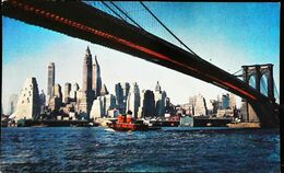 1953  BROOKLYN BRIDGE NYC American  TUGBOAT Sleepboot "TUG MARSEN"  Remorqueur (Timbre Collection Stamp Verso) - Remorqueurs