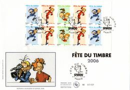 " FDT 2006 : SPIROU " Sur Enveloppe 1er Jour Grand Format N°tée Sur Soie De 2006 N° YT BC3877Ba Parfait état FDC - Cómics