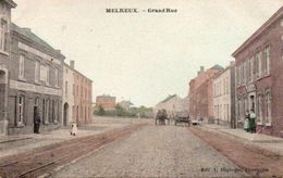 Melreux Grand'rue Carte Colorisée Rails Du Tram Animée Circulé En 1910 - Hotton