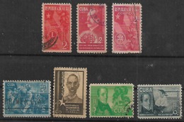 1940-1 Cuba Personajes-leones-nac. Unidas-rotary 7v - Oblitérés