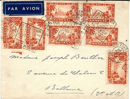 1936- Enveloppe Par Avion De Dakar ( Sénégal ) Affr. 50 C X 7  Oblit. Daguin " DAKAR /PORTE De /l'AFRIQUE NOIRE .... - Storia Postale