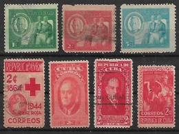 1945-7 Cuba Comunicaciones-cruz Roja-personajes-expo De Ganaderìa 7v - Oblitérés