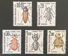 FRAYX103-07U - Timbres Taxe Insectes Coléoptères (I) Set Of 5 Used Stamps 1982 - France YT YX 103-07 - Marken