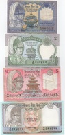 Népal : Série De 5 Billets : 1 - 2 - 5 - 10 Rupees ( état : Mauvais - UNC - Mauvais - UNC ) - Népal