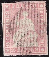 Schweiz Suisse 1855: I.Periode Faden Grün Fil Vert 15 RAPPEN Zu 24B Mi 15IIAym Yv 28b Mit Rauten-Stempel (Zu CHF 140.00) - Gebraucht