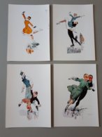 4 Affichettes De Reproduction De Dessins Anciens Sur Le Patinage  & - Pattinaggio Artistico