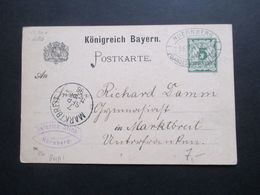 Altdeutschland Bayern 1896 5 Pf Ganzsache Nürnberg Landesausstellung Mit SST Der Ausstellung Gelaufen Nach Marktbreit - Entiers Postaux