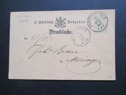 AD Württemberg 1887 Ganzsache Rückseitig Bedruckt Esslinger & Kiefe Stuttgart Prima Bankaccepte - Interi Postali
