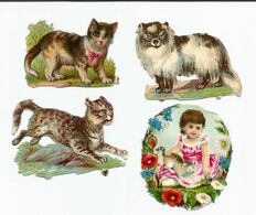 Découpis Motif Chat, Chats Cat Catten (+- 5 Cm) Avant 1900 A Voir! - Animals