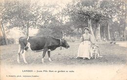 Landes Non Classés       40       Métier Divers. Jeune Fille Gardant Sa Vache    (voir Scan) - Otros & Sin Clasificación