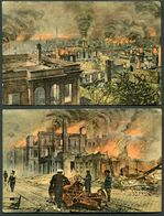 Salonica Saloniki Salonique In Flames, War Damage X 6 Italian Postcards - Covers & Documents