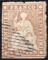 Schweiz Suisse 1855: I.Periode Faden Grün Fil Vert 5 RAPPEN Zu 22B Mi 13IIAym Yv 26b Mit Rauten-Stempel (Zu CHF 200.00) - Gebraucht