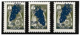 Moldova 1994 . Ovpt Grapes II (blue). 3v: 3.oo,25.oo,50.oo On 1k. Invertet Ovp.  Michel # 98-100 B - Moldavie