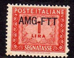 TRIESTE A 1949 1954 AMG-FTT SOPRASTAMPATO D'ITALIA ITALY OVERPRINTED SEGNATASSE POSTAGE DUE TAXES TASSE LIRE 1 MNH - Strafport