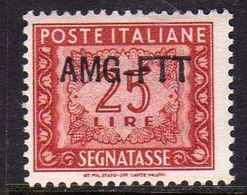 TRIESTE A 1954 AMG-FTT NUOVO TIPO DI SOPRASTAMPA OVERPRINTED SEGNATASSE POSTAGE DUE TASSE TAXE LIRE 25 MNH CENTRATO - Postage Due