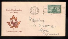 CANADA FDC Scott # 282 - Newfoundland Confederation - Caribou In Maple Leaf Cachet 2 - ....-1951