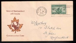 CANADA FDC Scott # 282 - Newfoundland Confederation - Caribou In Maple Leaf Cachet 3 - ....-1951