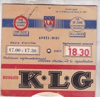 ANCIEN DISQUE HORODATEUR / BOUGIES K.L.C - Autres & Non Classés