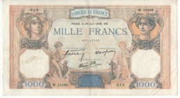 FRANCE   1'000  Francs   P90  "Cérès Et Mercure"   Dated  20 Juin 1940 - 1 000 F 1927-1940 ''Cérès E Mercure''