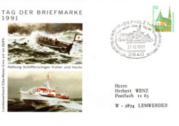 Bund Tag Der Briefmarke 1991 Sonderbeleg Rettung Schiffbrüchiger Früher Und Heute - Red Cross